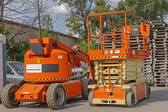 warehouse worker operating a forklift in a shipping yard in Spring Valley